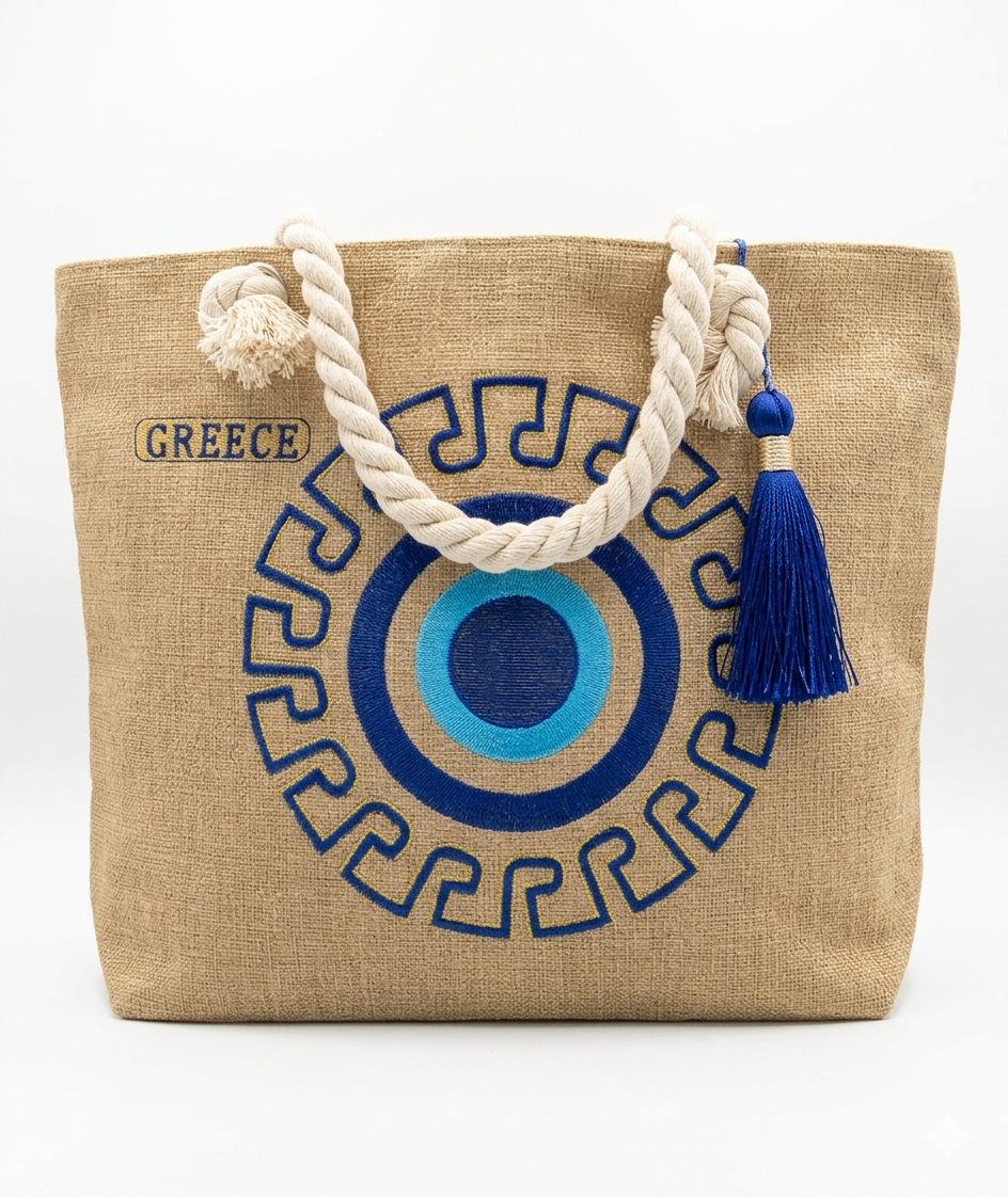 Beige Greece Beach Bag