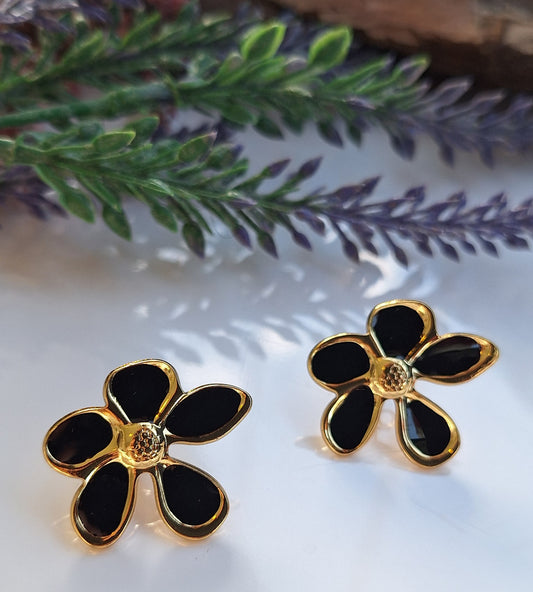 Black Blossom Earrings