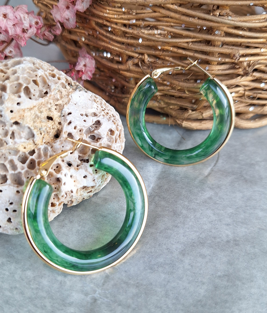 Green Bold Hoop Earrings