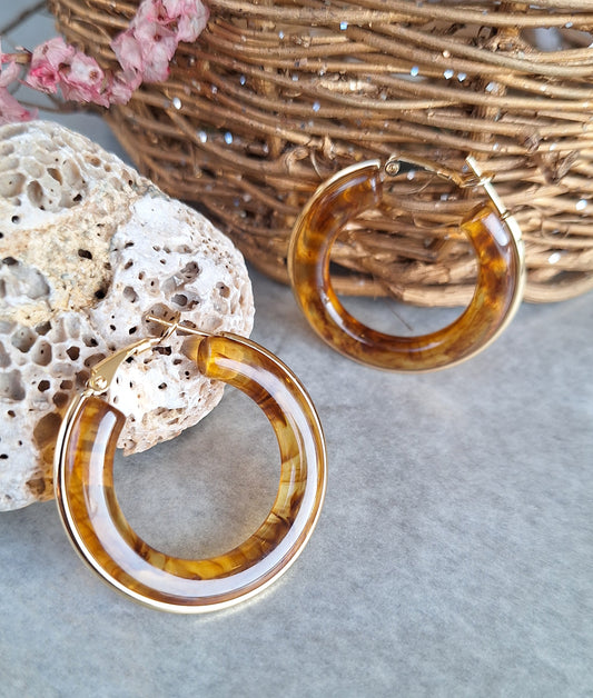 Brown Bold Hoop Earrings