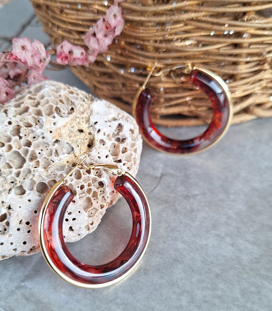 Burgundy Bold Hoop Earrings