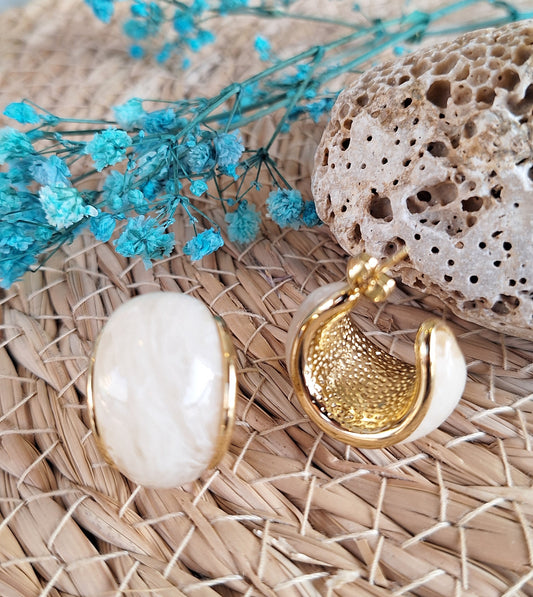 White Bold Stud Earrings