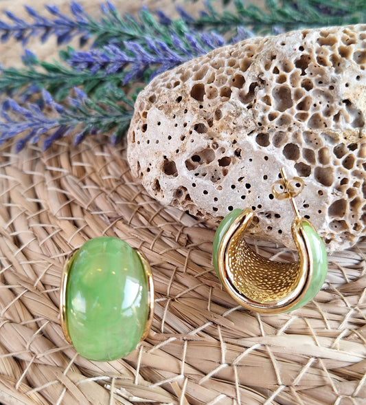 Green Bold Stud Earrings