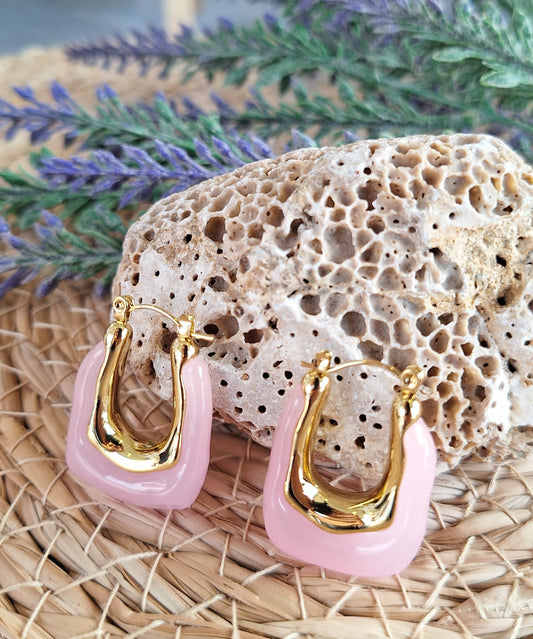 Pink U Shaped Earrings
