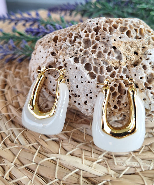 White U Shaped Earrings