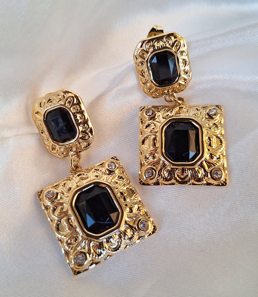 Antique Black Stone Earrings