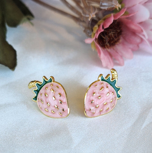 Pink Strawberry Stud Earrings