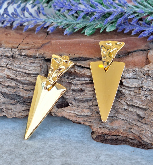 Gold Triangle Earrings