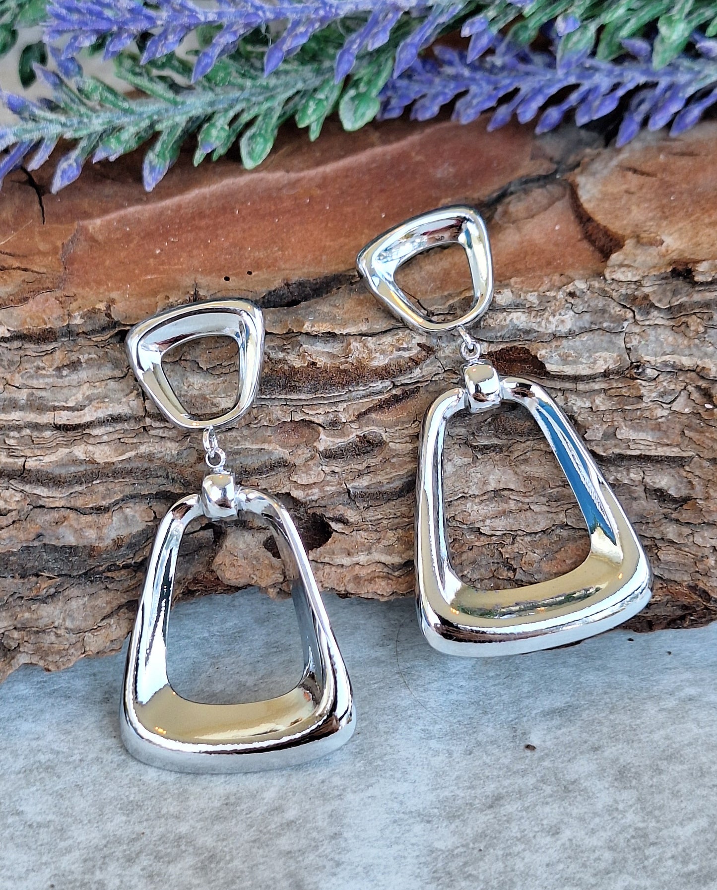 The Silver Square Earrings