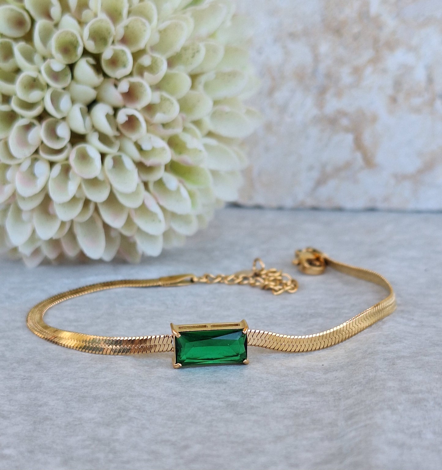 Green Stone Snake Bracelet