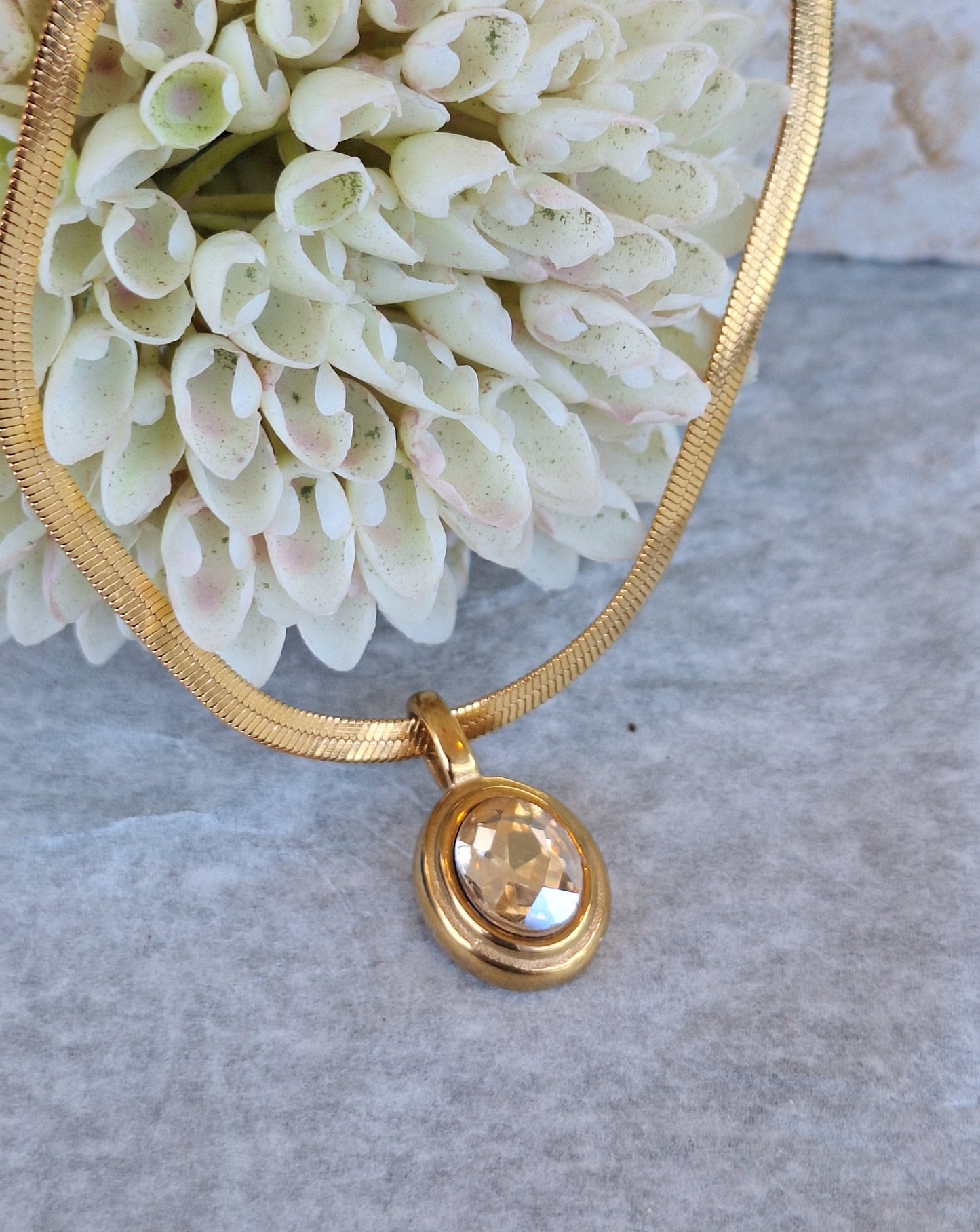 Champagne Stone Snake Necklace