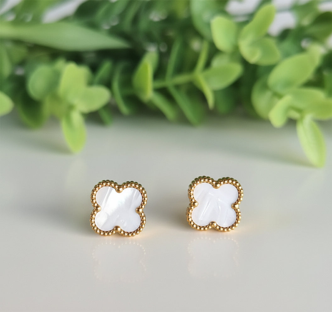 White Flower Stud Earrings