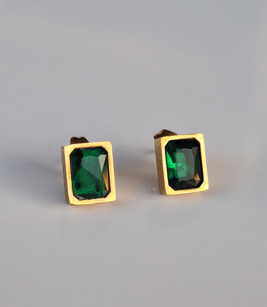 Green Zirconia Stud Earrings