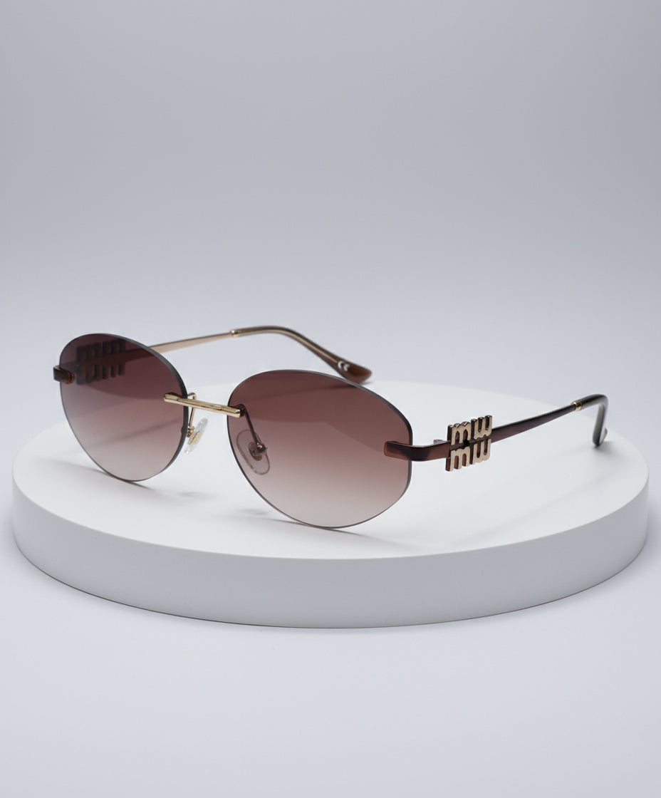 Gradient Brown Oval Miu Miu Shades