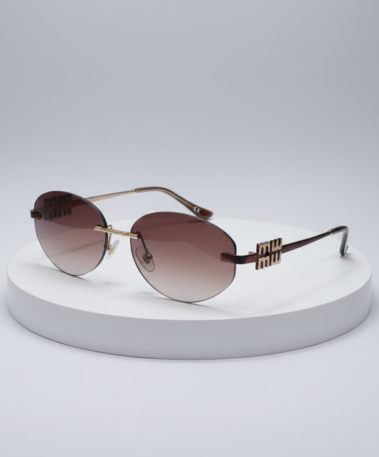 Gradient Brown Oval Miu Miu Shades