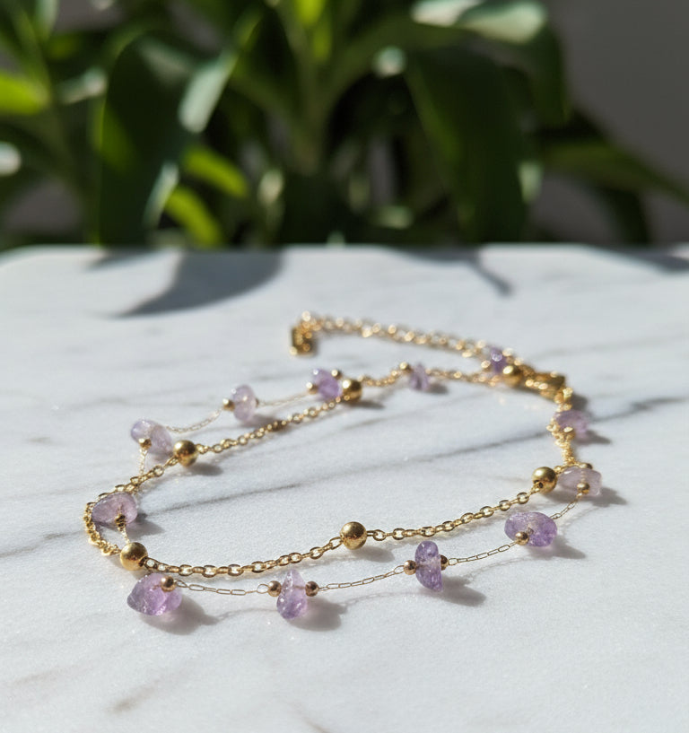 Purple Stones Anklet
