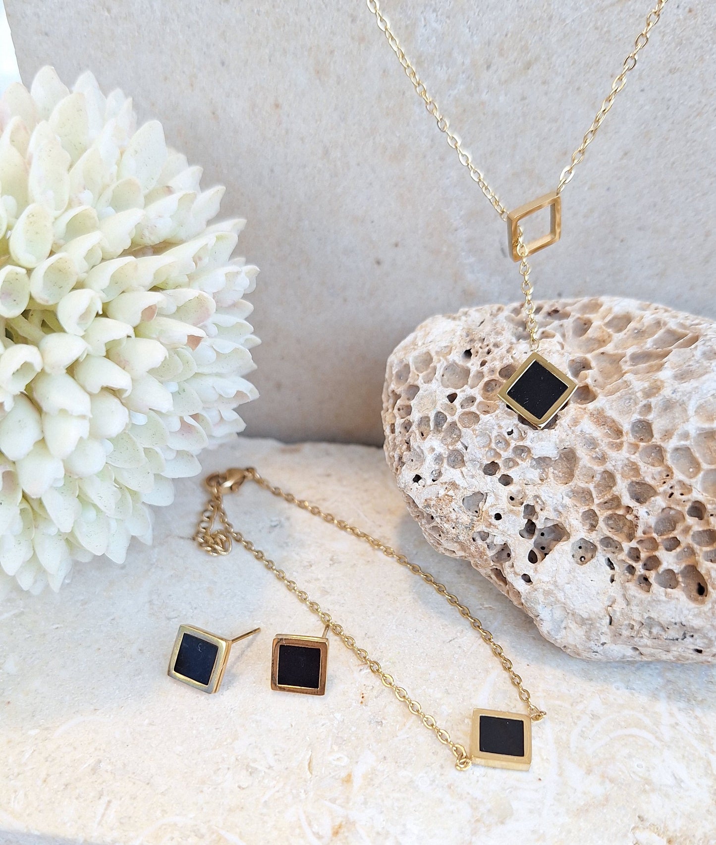 Black Square Jewelry Set