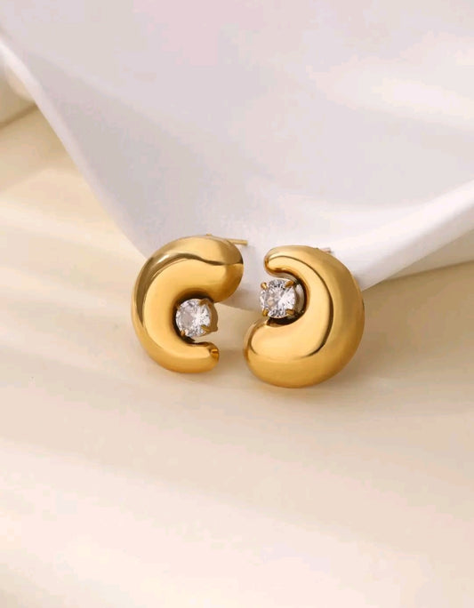 Zirconia Crescent Earrings