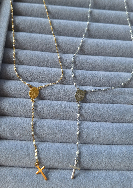 White Stainless Steel Rosaries