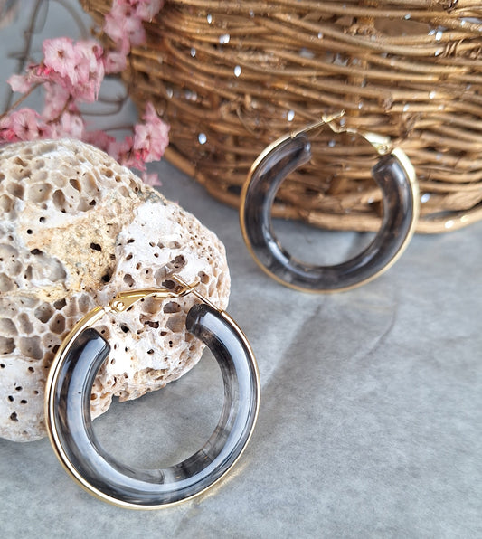 Black Bold Hoop Earrings