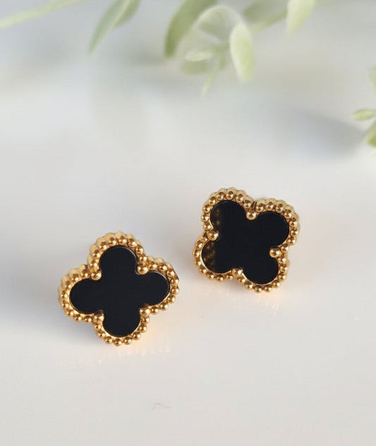 Black Flower Stud Earrings