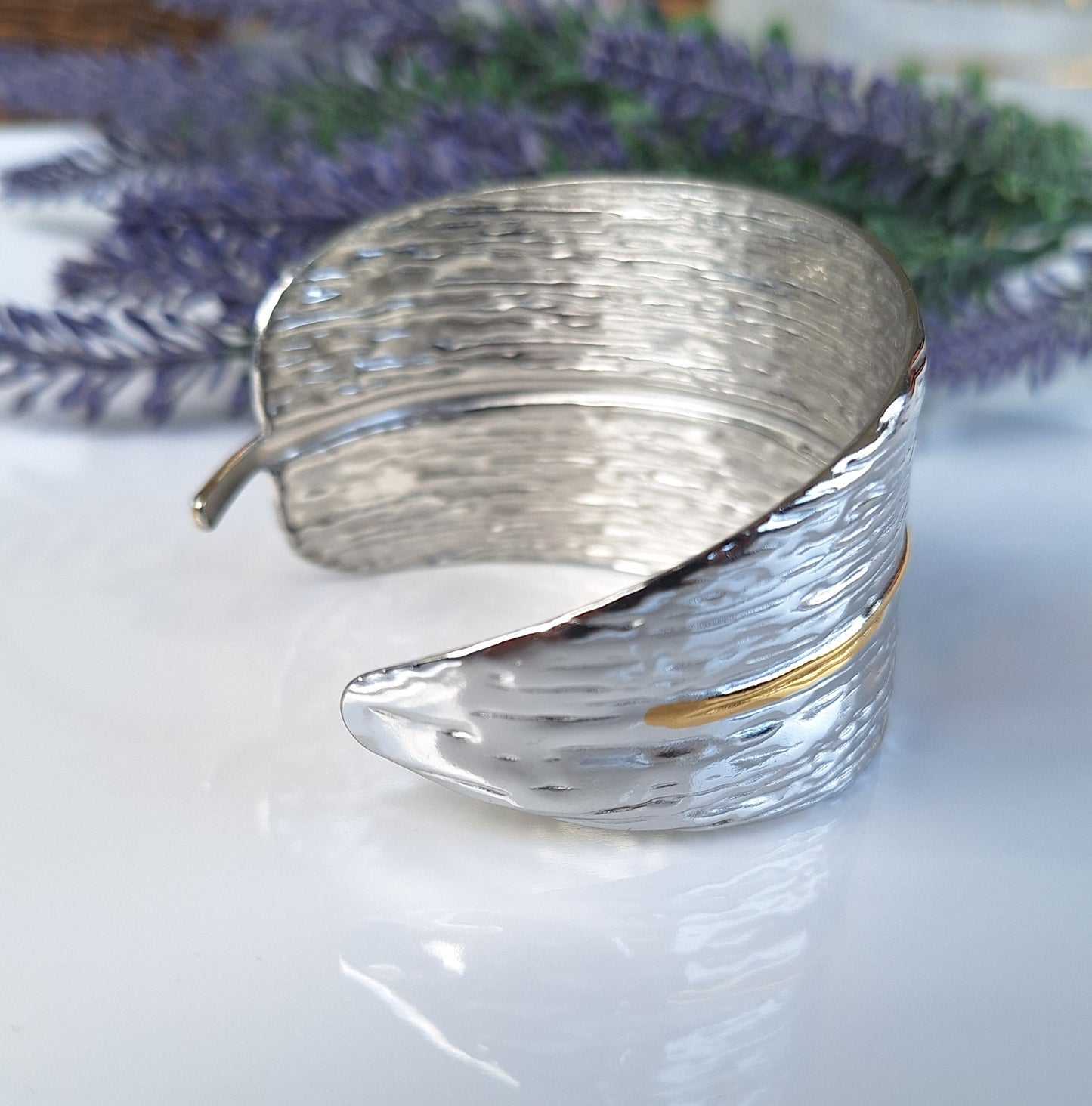 Silver Leaf Cuff Bracelet