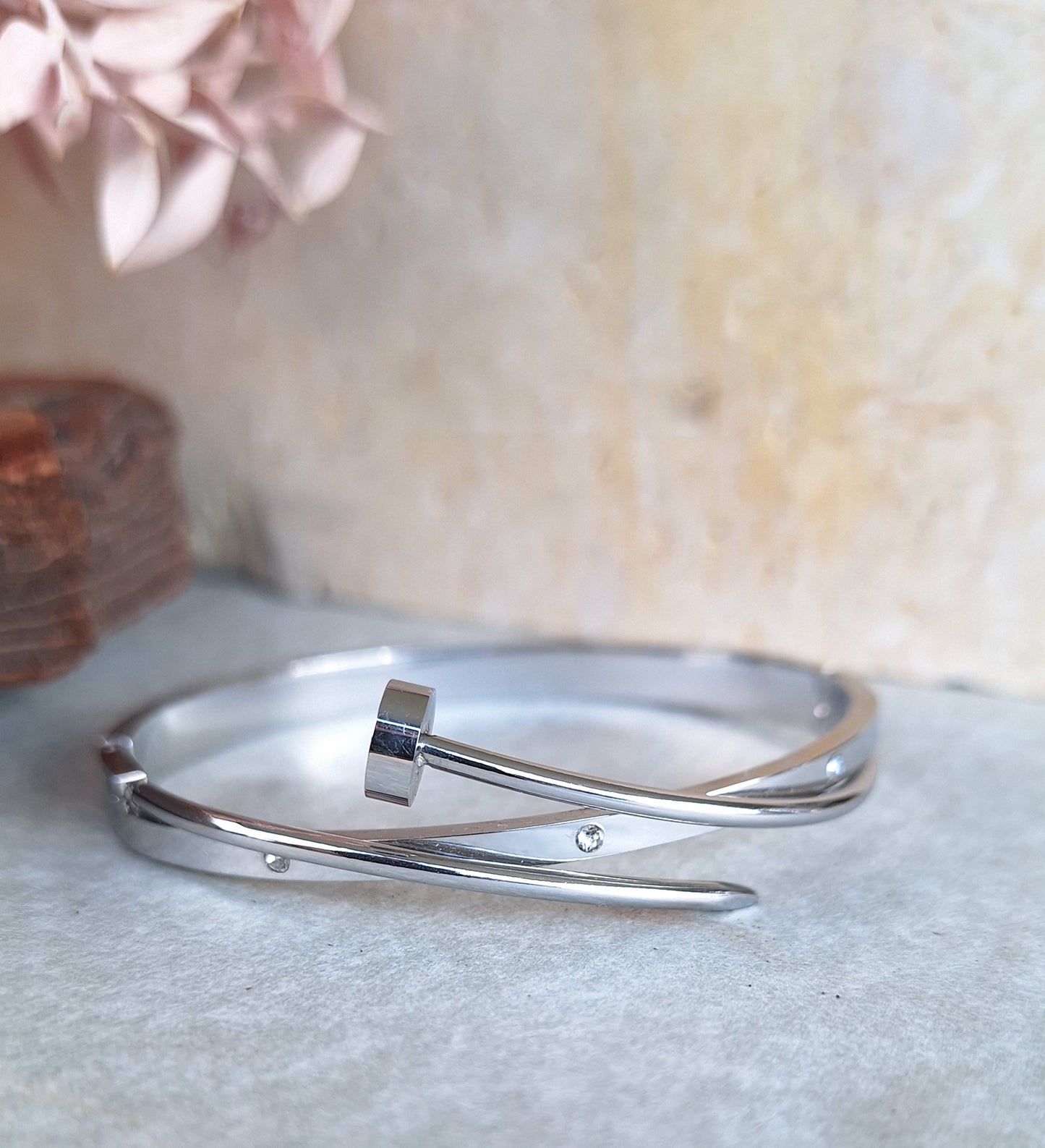 Silver Sparkling Nail Bangle