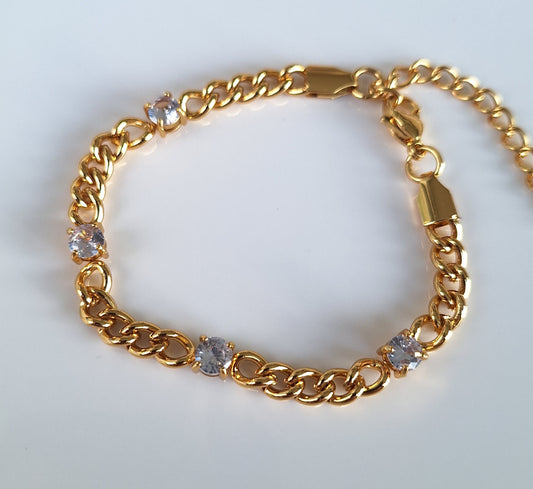 White Cubic Zirconia Chain Bracelet