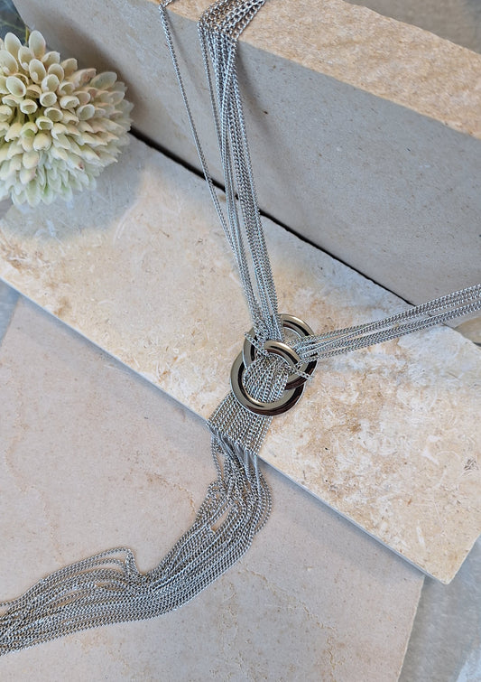 Long Silver Tassel Necklace