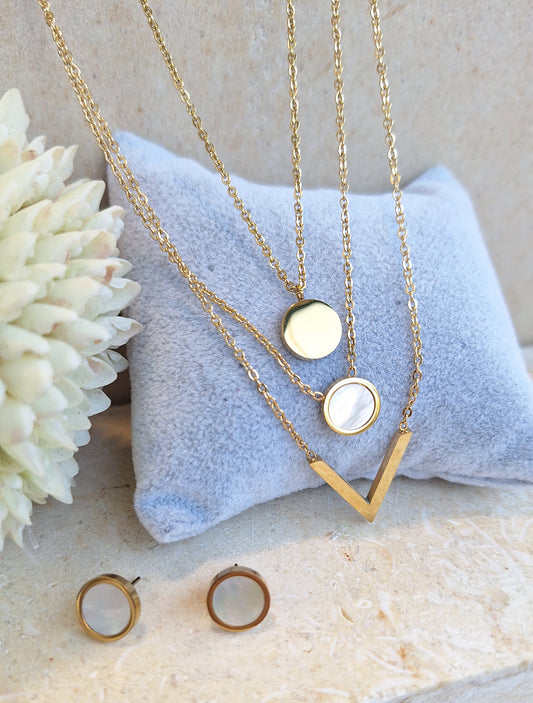 White V Shaped 3 Layers Necklace