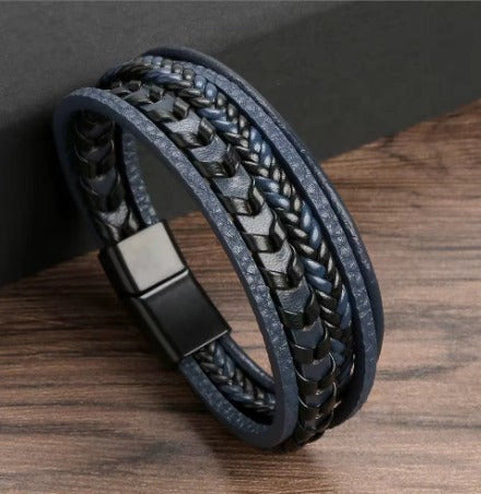 Blue Leather Bracelet