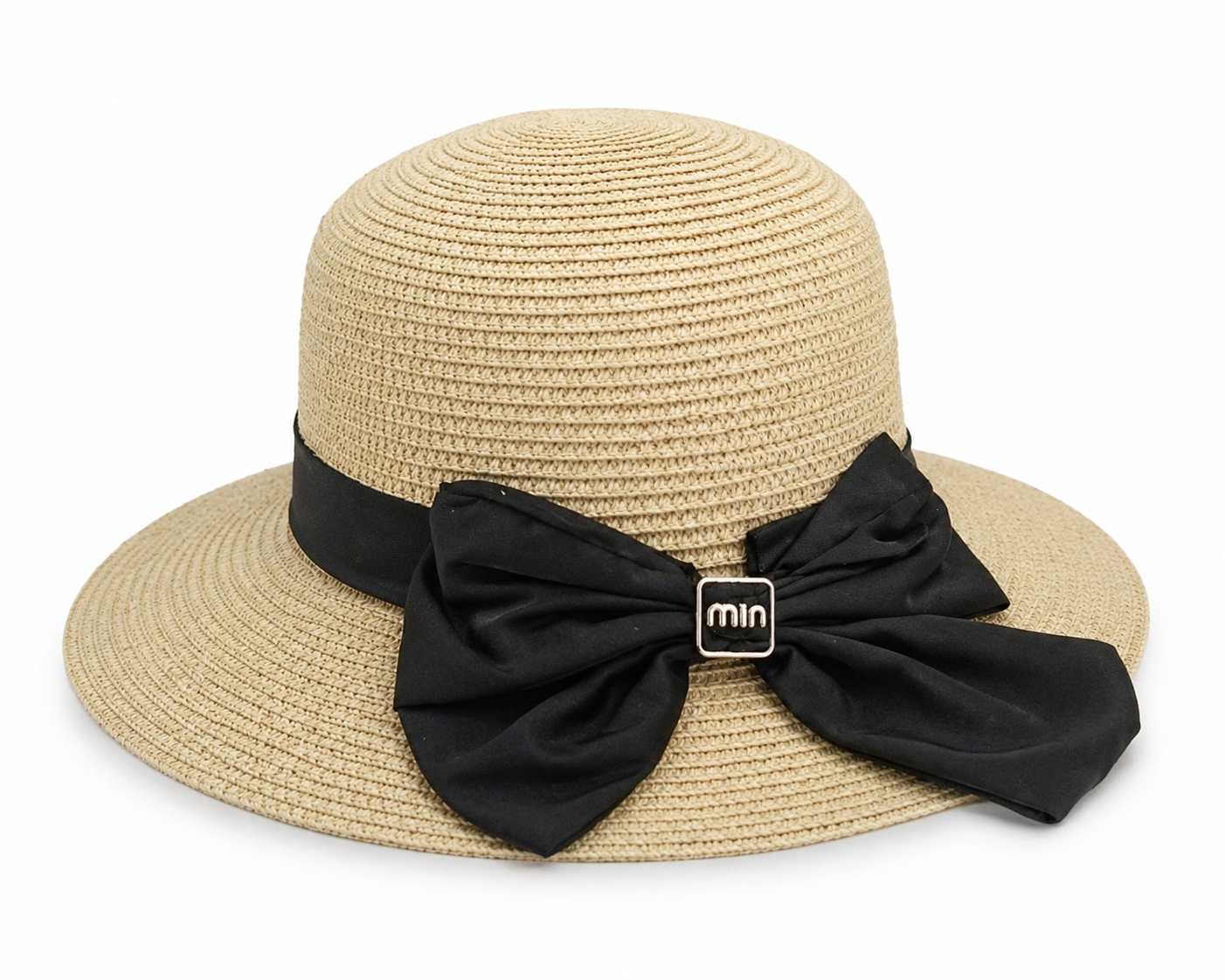 Straw Hat with Black Bow